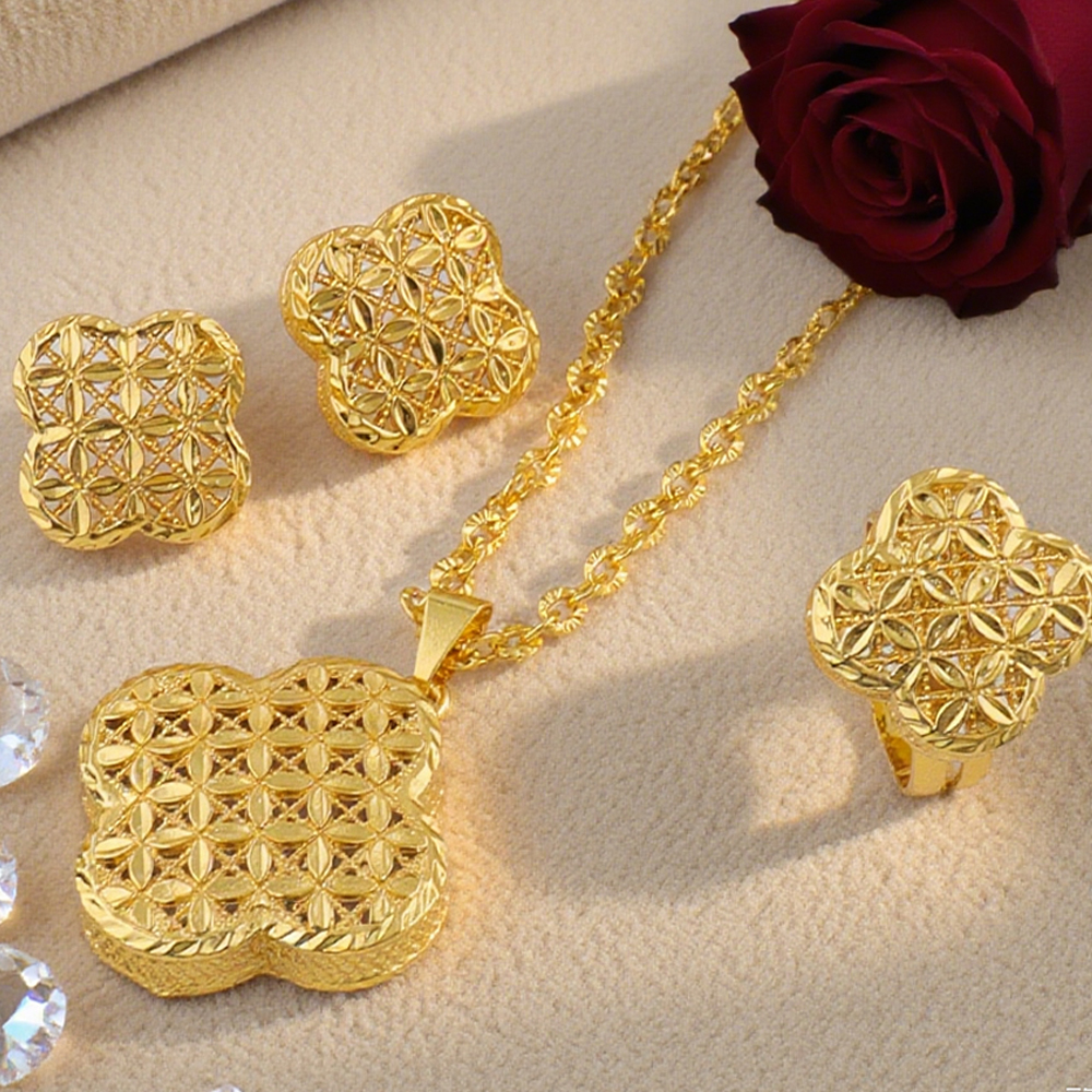 Men'S Accessories Dubai - Dubai Gold Plated Earrings Necklace Bangle