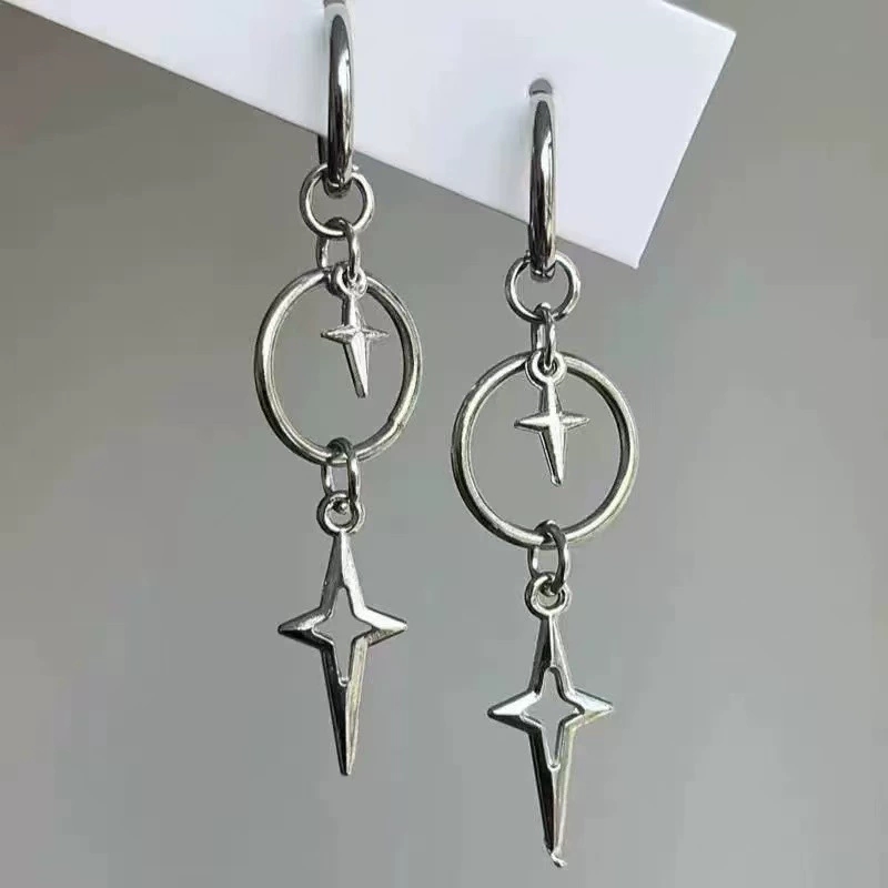 Men'S Accessories Trends 2025 - Personalized Punk Cross Star Pendant Earrings