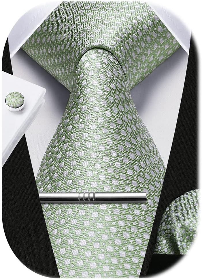 Tie Clip Set - Classic Checkered Tie Set with Pocket