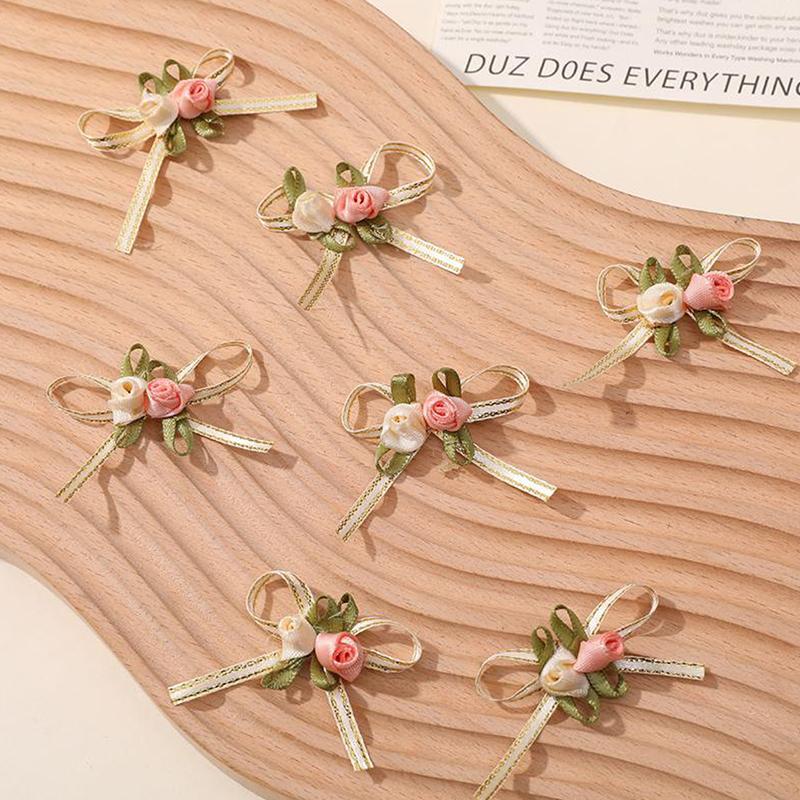 Men Accessories Gift Box - (10pcs/pack) 4.5cm Rose Bud Bow White