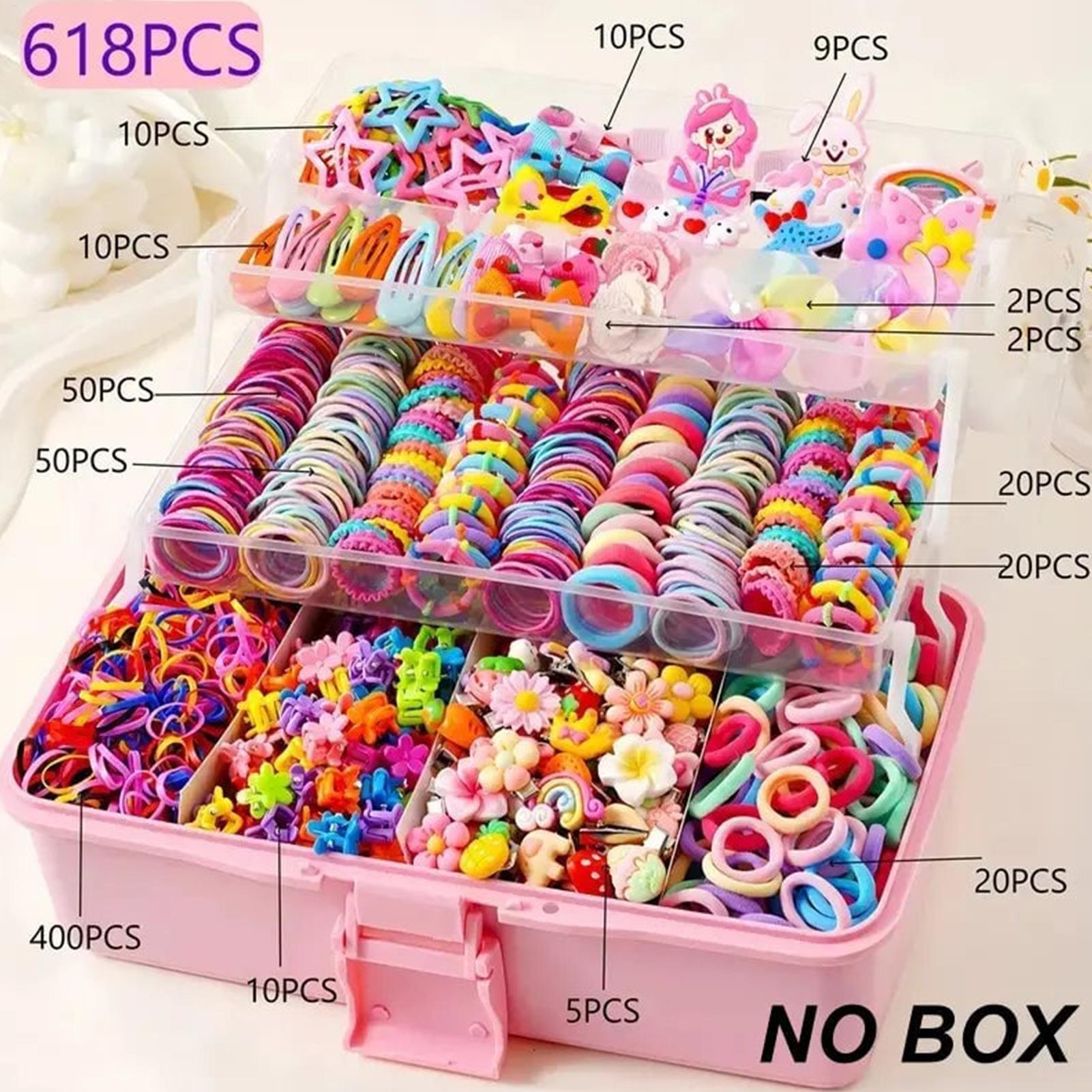 Tie Clip Set - 618Pcs Girls Hair Accessories Set Colorful