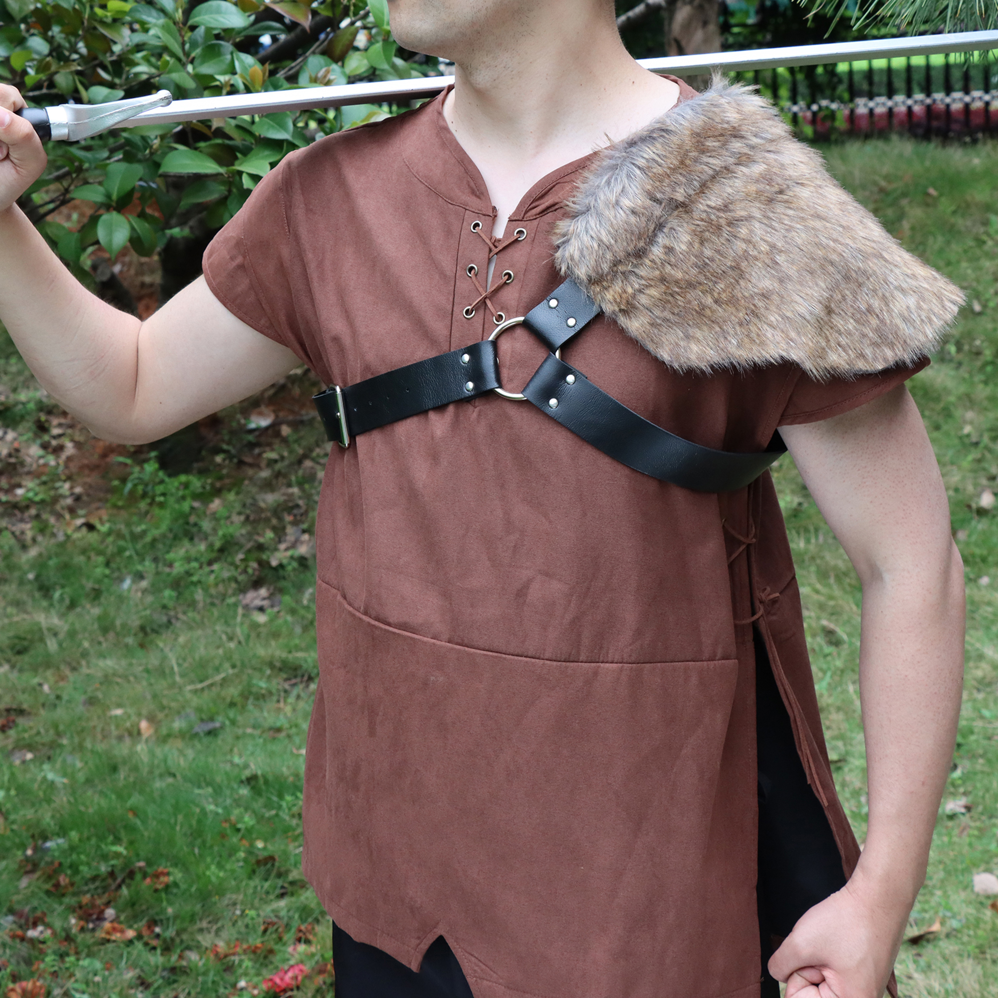 Medieval Men'S Accessories - Medieval Viking Fake Fur One Shoulder