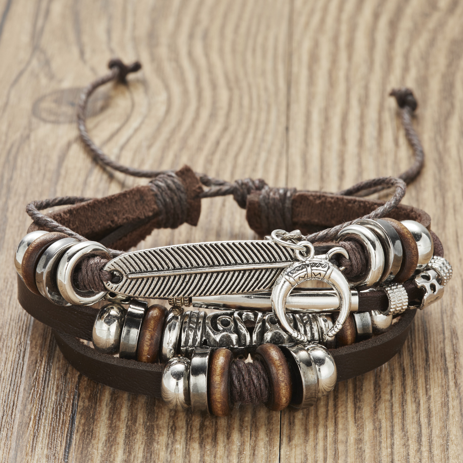 Hot Sale Men Feather Leather B - Men'S Accessories Jewelry Sale ulasan dan harga