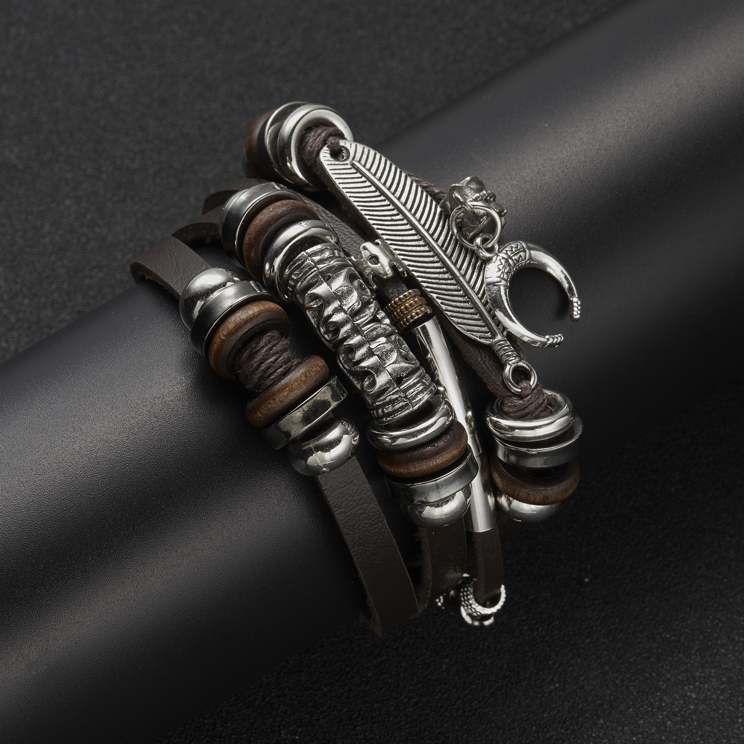 Hot Sale Men Feather Leather B - Men'S Accessories Jewelry Sale ulasan dan harga