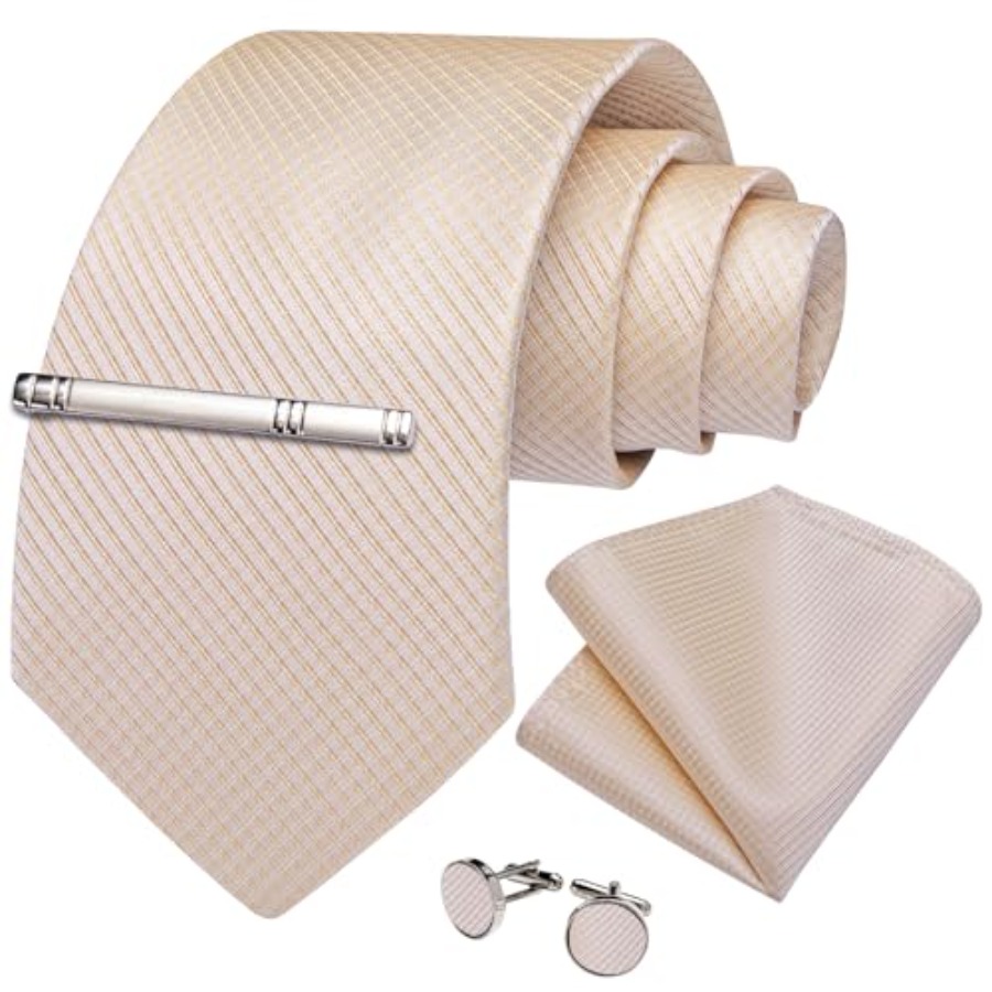 Plaid Ties for Men Silk Checke - Tie Clip Set ulasan dan harga
