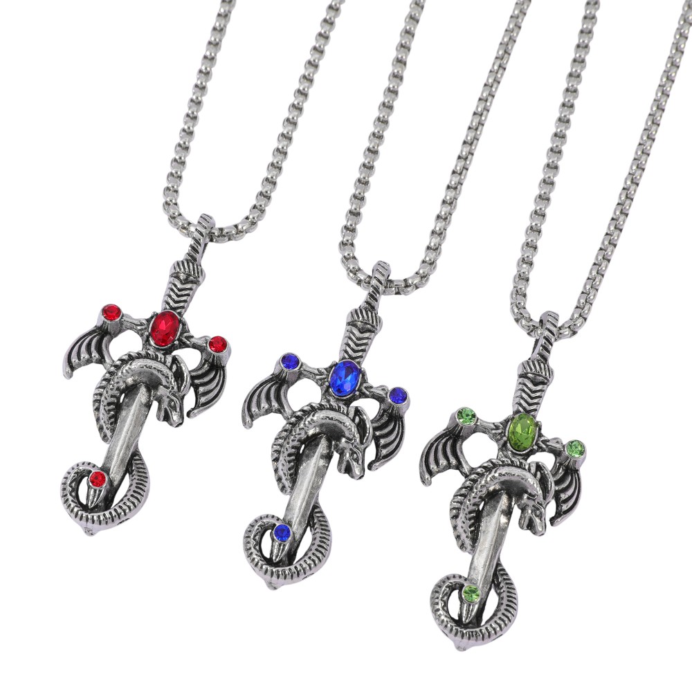 Retro Multicolor Gem Dragon Sw - Men Accessories Necklace ulasan dan harga
