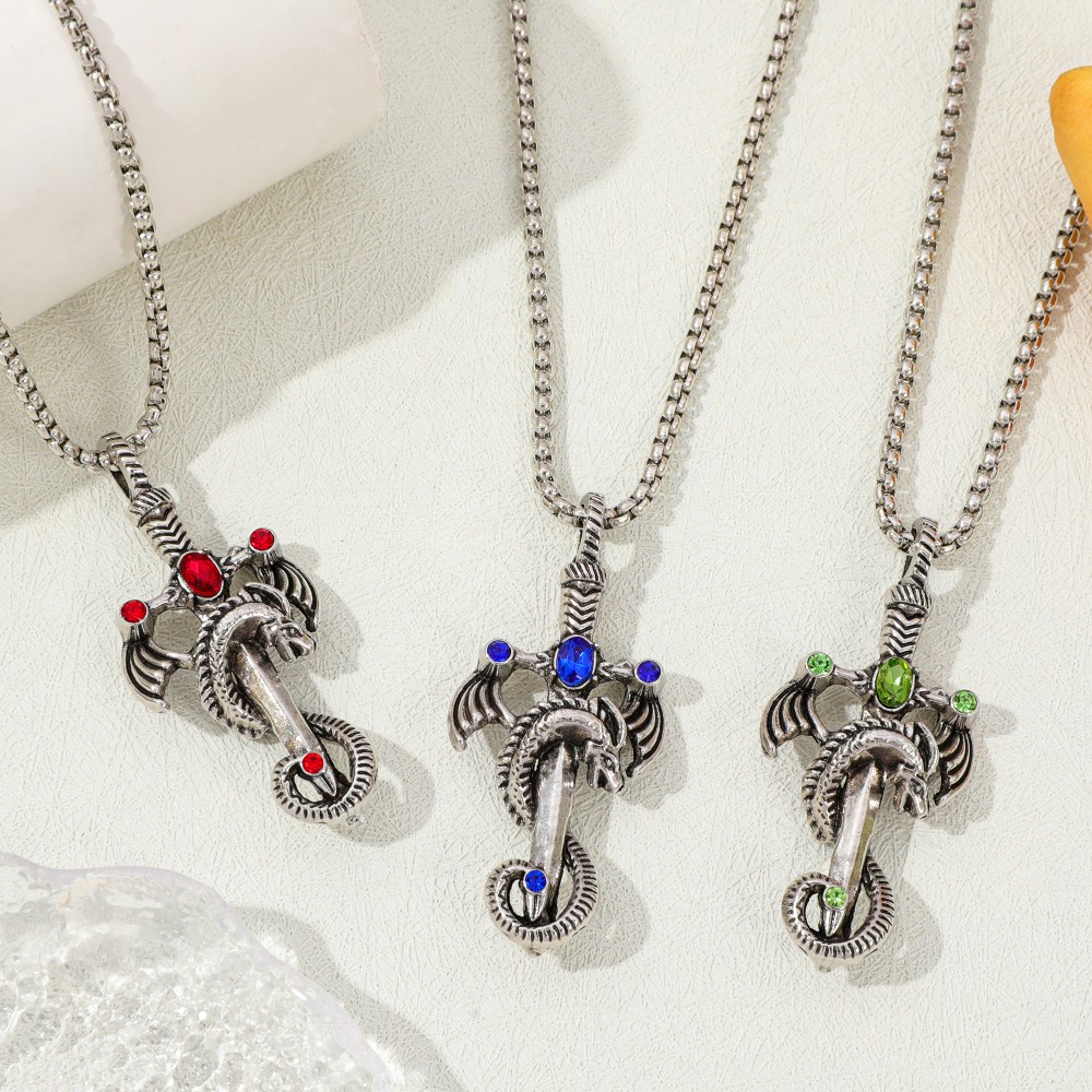 Retro Multicolor Gem Dragon Sw - Men Accessories Necklace ulasan dan harga