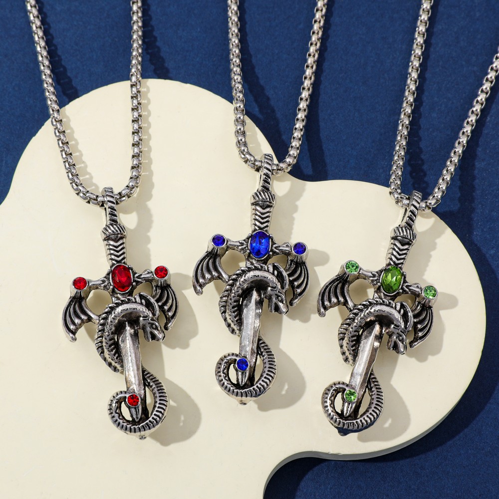 Retro Multicolor Gem Dragon Sw - Men Accessories Necklace ulasan dan harga