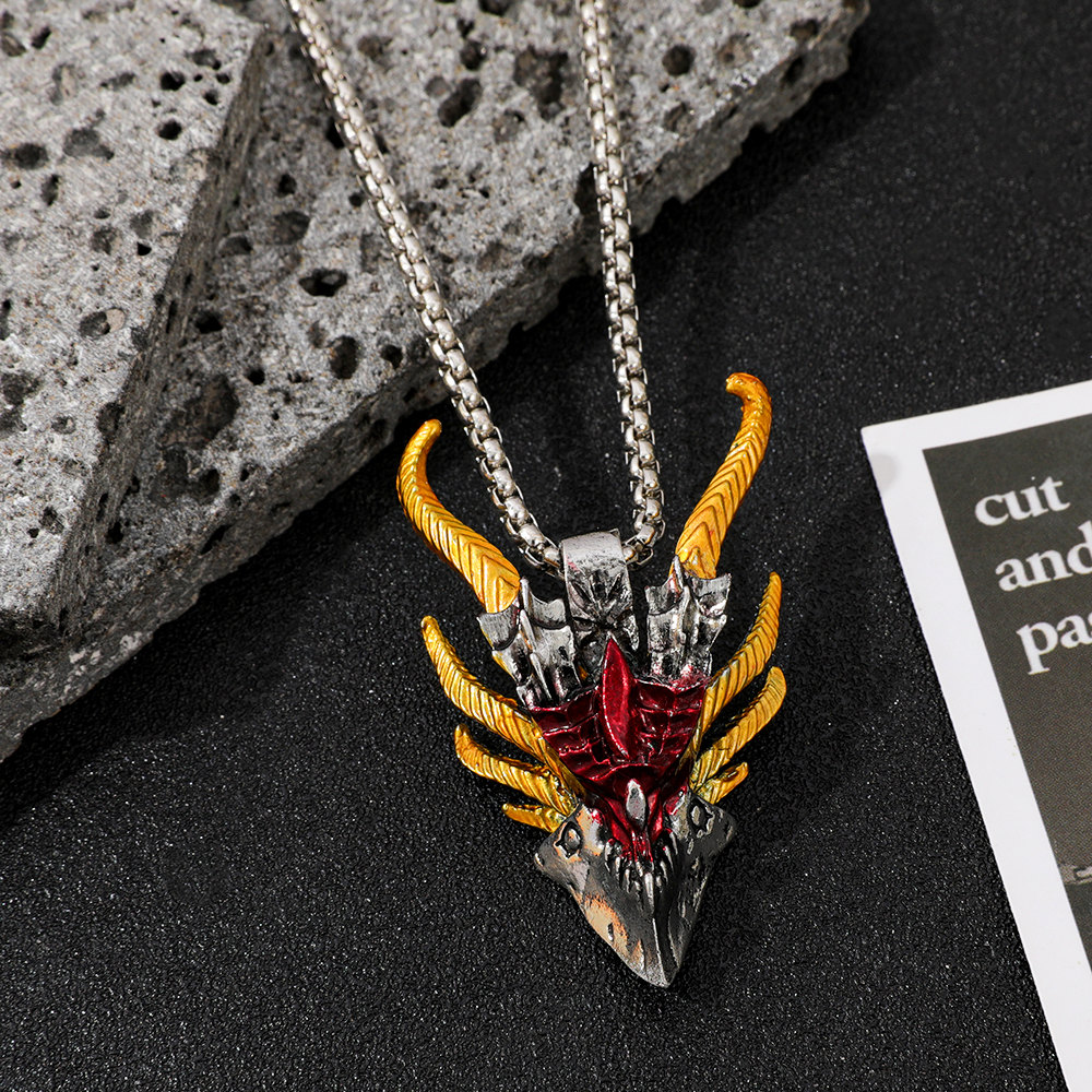 Retro Hip-Hop Evil Dragon Head - Men Accessories Necklace ulasan dan harga