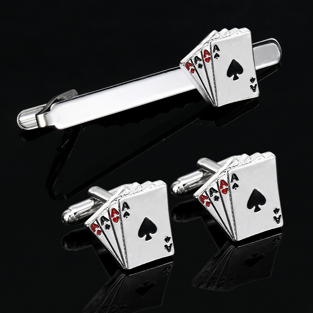 Men's Creative Poker Card Tie  - Tie Clip Set ulasan dan harga