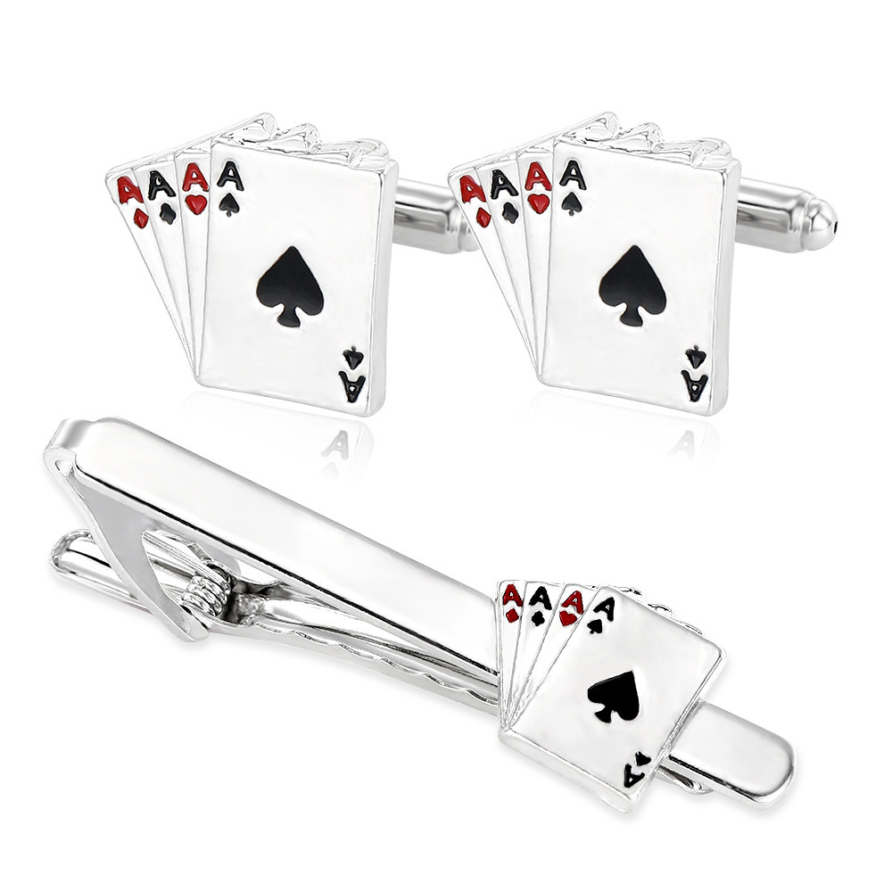 Men's Creative Poker Card Tie  - Tie Clip Set ulasan dan harga