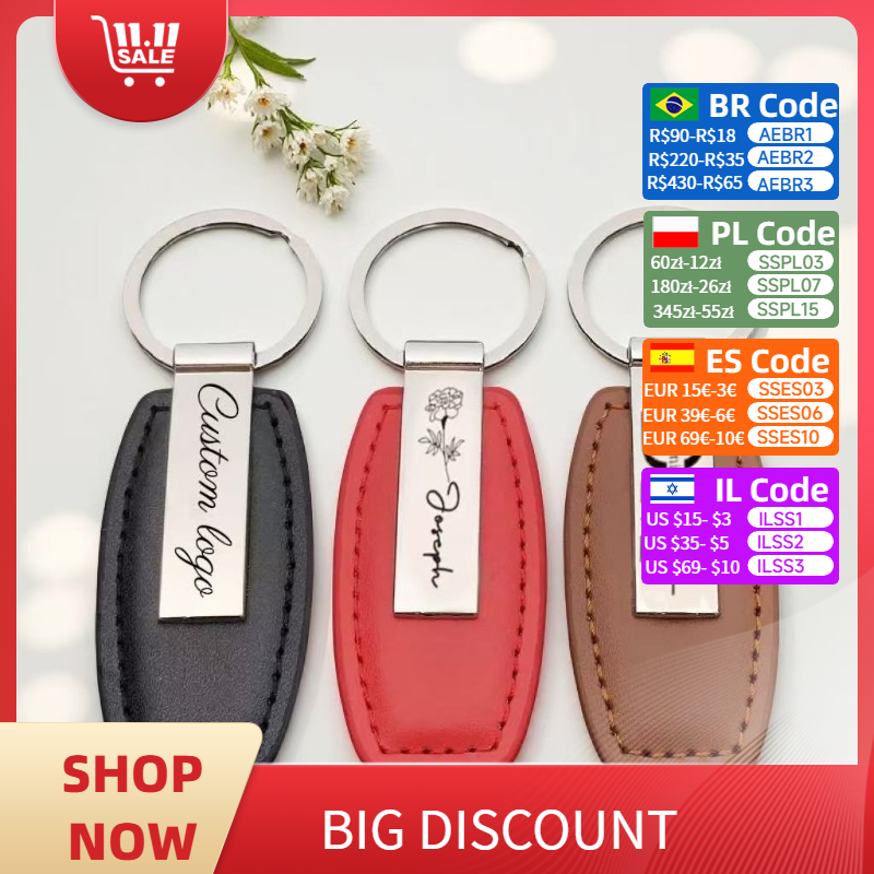 Personalized Leather Keychain  - Men Accessories Name ulasan dan harga