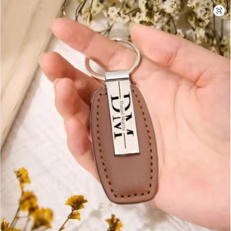 Personalized Leather Keychain  - Men Accessories Name ulasan dan harga