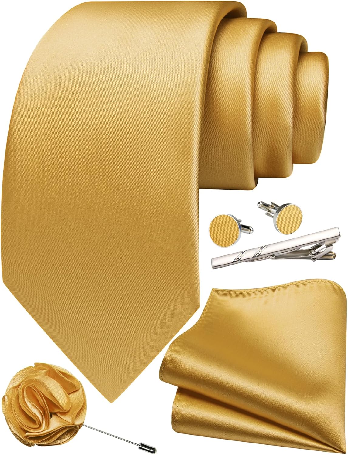 5Pcs Men's Silk Satin Tie Set  - Tie Clip Set ulasan dan harga