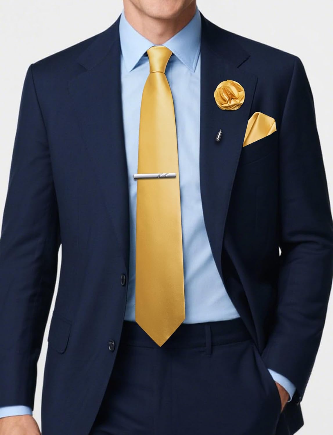 5Pcs Men's Silk Satin Tie Set  - Tie Clip Set ulasan dan harga