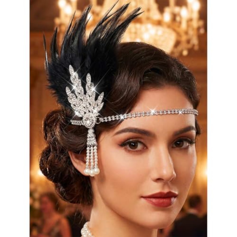 1920s Flapper Feather Headband - Men'S Accessories In The 1920S ulasan dan harga