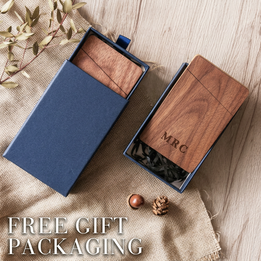 Business Card Holder Wooden Of - Men Accessories Name ulasan dan harga
