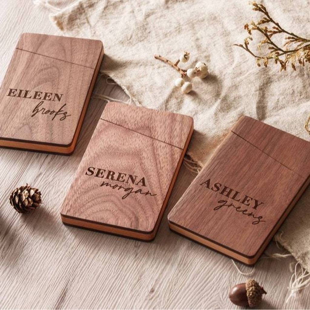 Business Card Holder Wooden Of - Men Accessories Name ulasan dan harga