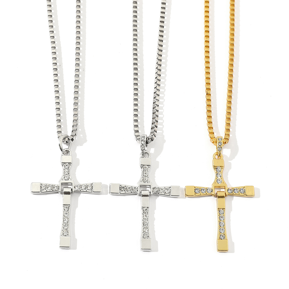 Fashion Punk Rhinestone Cross  - Men Accessories Jewelry ulasan dan harga