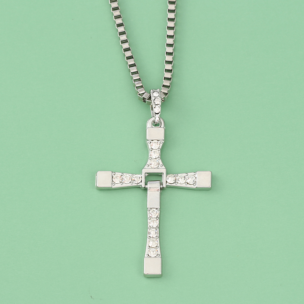 Fashion Punk Rhinestone Cross  - Men Accessories Jewelry ulasan dan harga