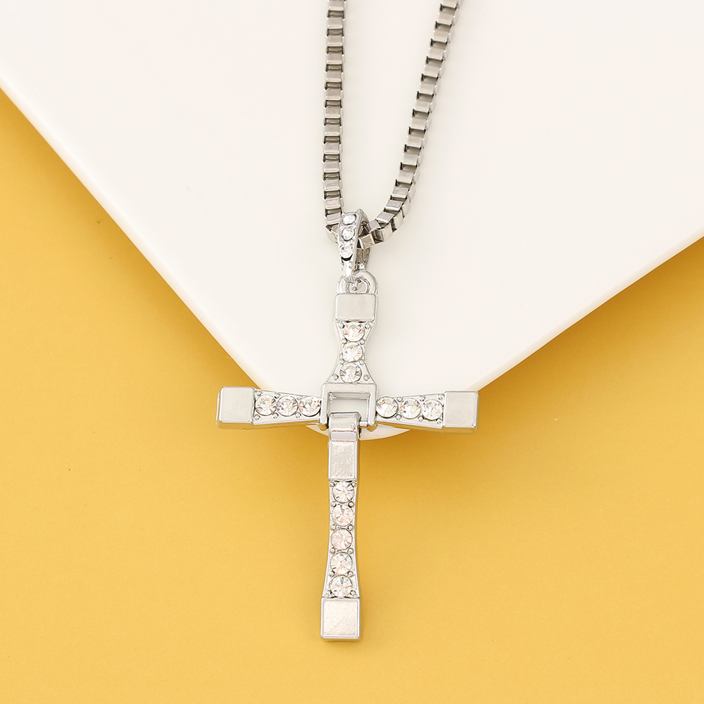 Fashion Punk Rhinestone Cross  - Men Accessories Jewelry ulasan dan harga