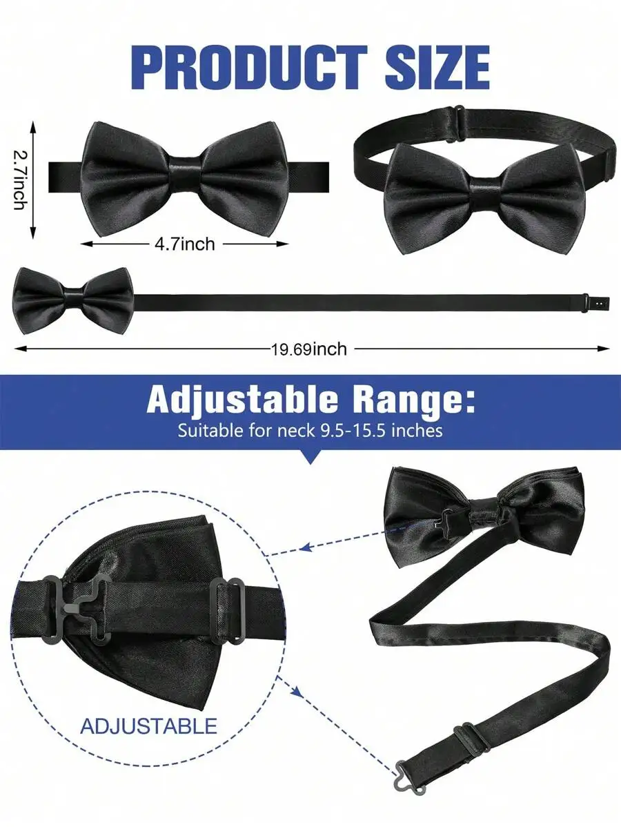 Mens Solid Color Satin Pre-Tie - Tie Clip Set ulasan dan harga