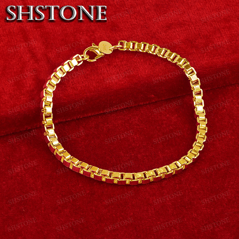 Exquisite 18K Gold 4mm Box Cha - Men Accessories Gift Box ulasan dan harga