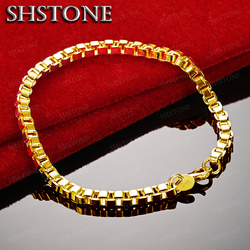 Exquisite 18K Gold 4mm Box Cha - Men Accessories Gift Box ulasan dan harga